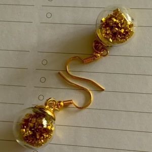 Handcrafted Gold-Colored Jewel Ornament Earrings